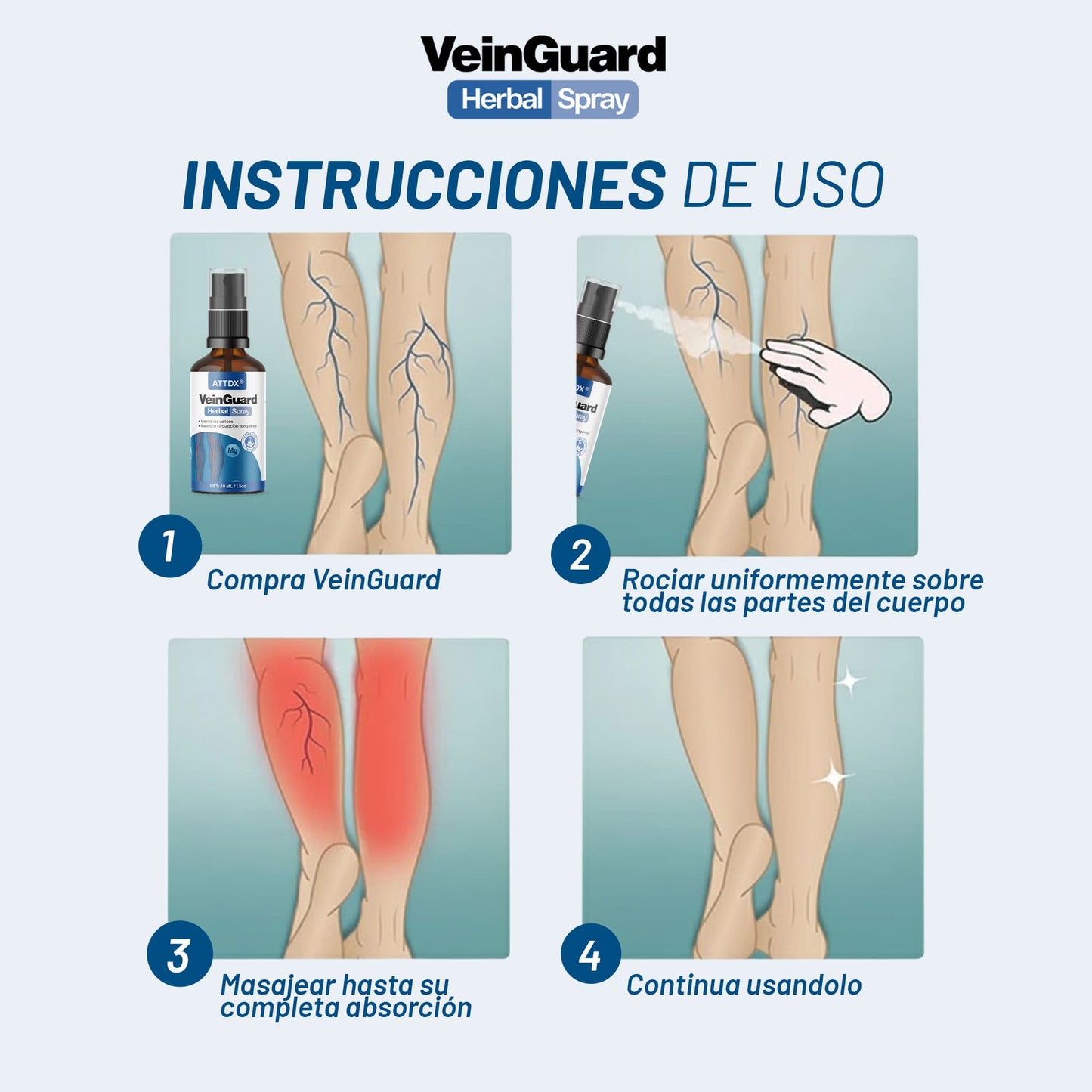 VEINGUARD Herbal Spray: Desinflama y Mejora las Varices y las Arañitas.