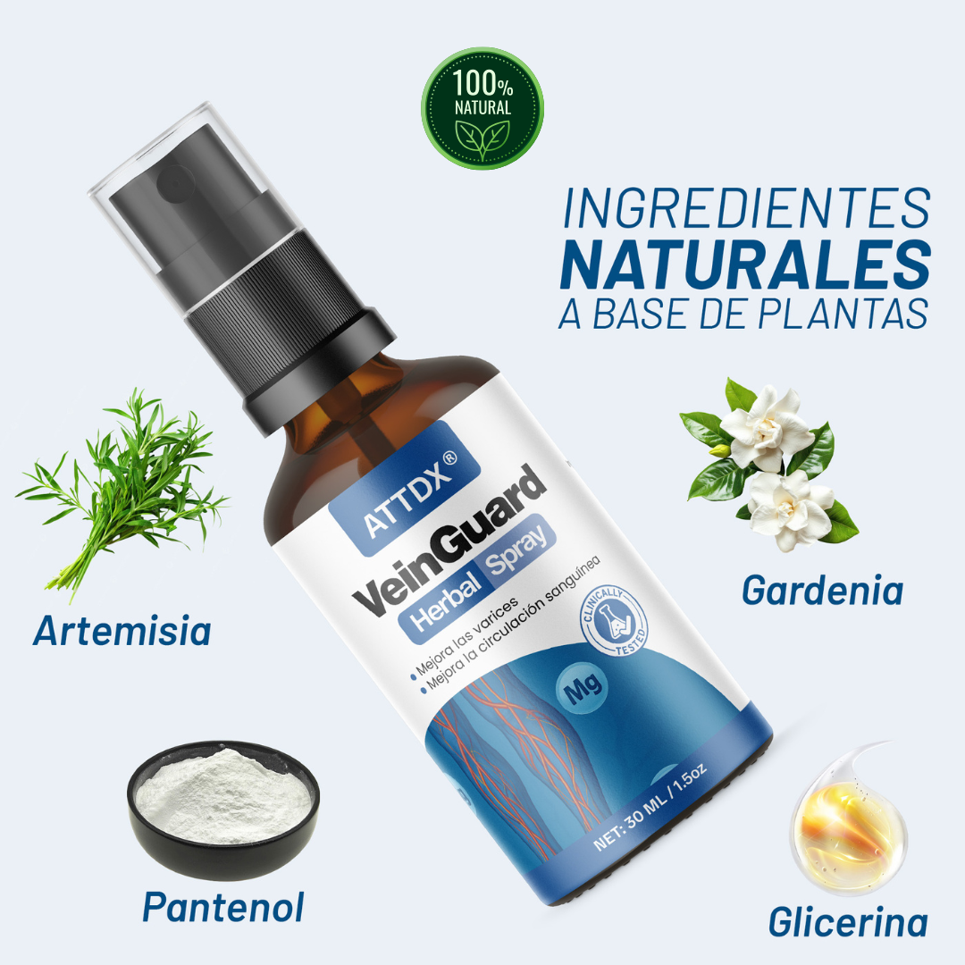 VEINGUARD Herbal Spray: Desinflama y Mejora las Varices y las Arañitas.
